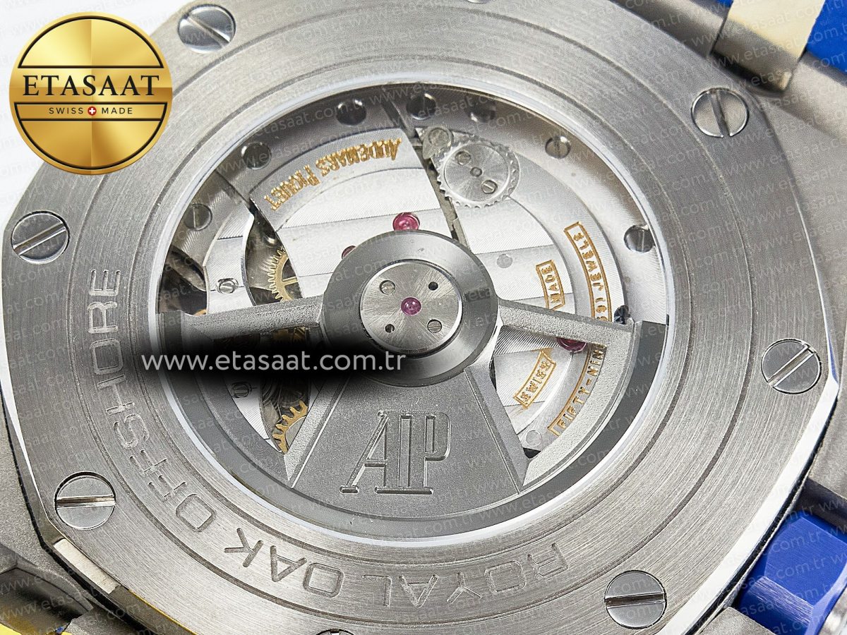 Audemars Piguet Royal Oak Offshore 44mm SS TKF 1:1 Best Edition Blue/Yellow Dial on Blue/Yellow Rubber Strap A3126 - Görsel 20