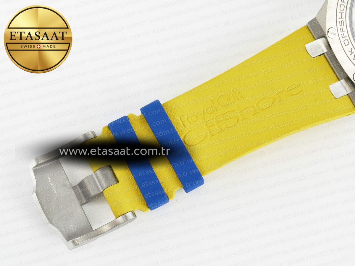 Audemars Piguet Royal Oak Offshore 44mm SS TKF 1:1 Best Edition Blue/Yellow Dial on Blue/Yellow Rubber Strap A3126 - Görsel 25