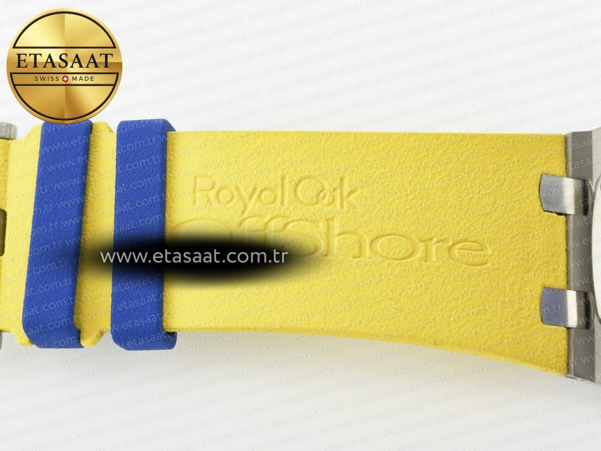 Audemars Piguet Royal Oak Offshore 44mm SS TKF 1:1 Best Edition Blue/Yellow Dial on Blue/Yellow Rubber Strap A3126 - Görsel 28