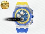 Audemars Piguet Royal Oak Offshore 44mm SS TKF 1:1 Best Edition Blue/Yellow Dial on Blue/Yellow Rubber Strap A3126 - Görsel 3