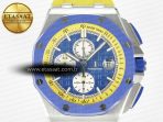 Audemars Piguet Royal Oak Offshore 44mm SS TKF 1:1 Best Edition Blue/Yellow Dial on Blue/Yellow Rubber Strap A3126 - Görsel 4