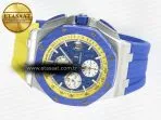 Audemars Piguet Royal Oak Offshore 44mm SS TKF 1:1 Best Edition Blue/Yellow Dial on Blue/Yellow Rubber Strap A3126 - Görsel 9