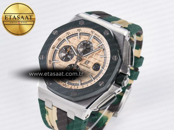 Audemars Piguet Royal Oak Offshore 44mm Best Edition Cream Dial on Green Camou Rubber Strap A3126