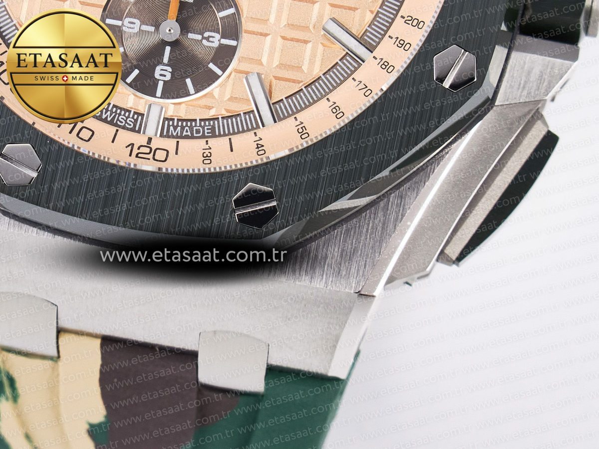 Audemars Piguet Royal Oak Offshore 44mm Best Edition Cream Dial on Green Camou Rubber Strap A3126 - Görsel 15
