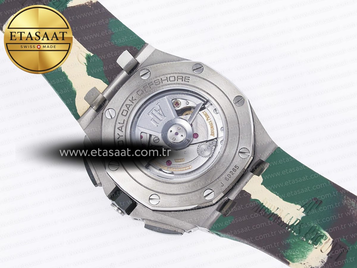 Audemars Piguet Royal Oak Offshore 44mm Best Edition Cream Dial on Green Camou Rubber Strap A3126 - Görsel 19