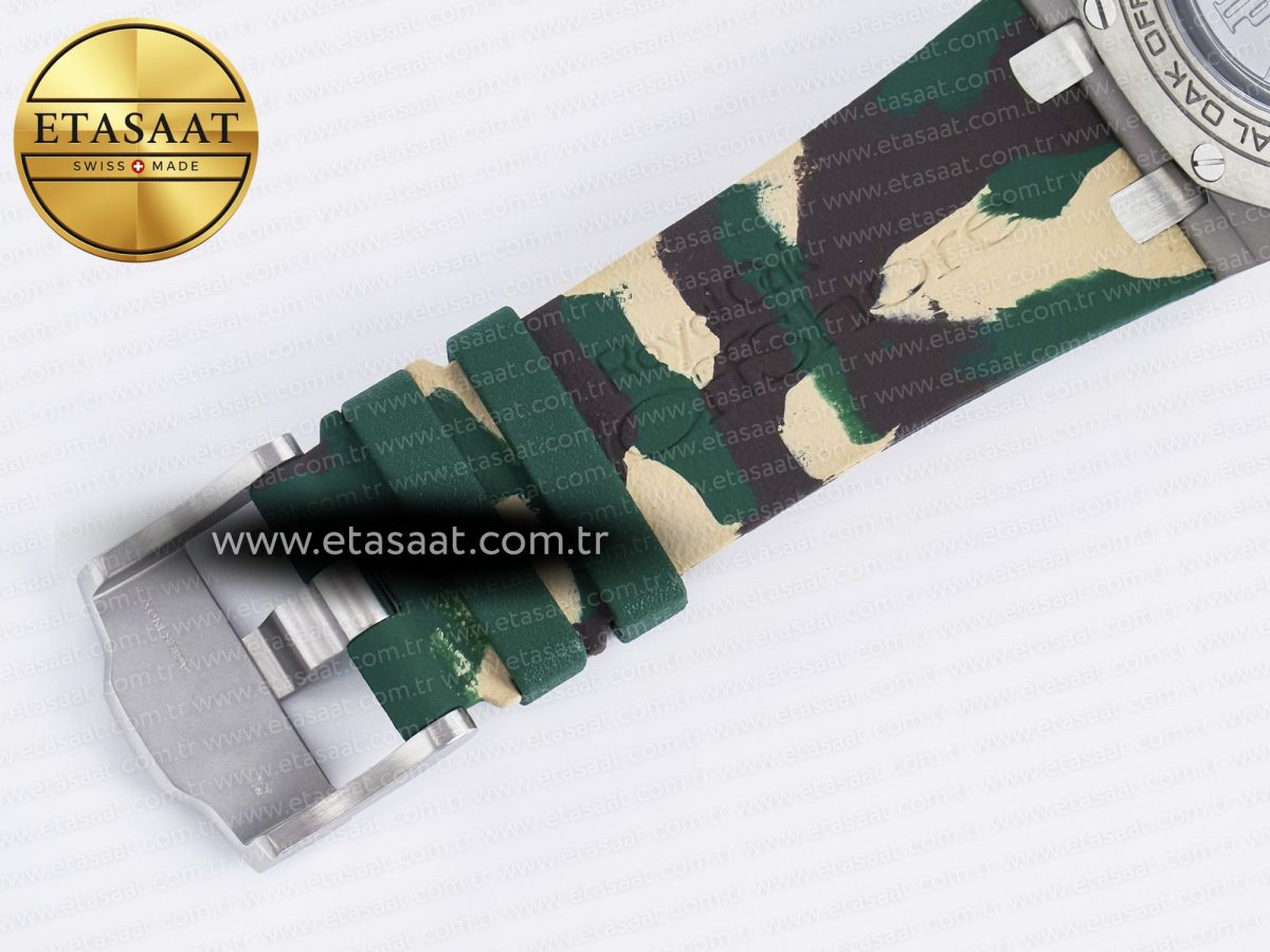 Audemars Piguet Royal Oak Offshore 44mm Best Edition Cream Dial on Green Camou Rubber Strap A3126 - Görsel 27