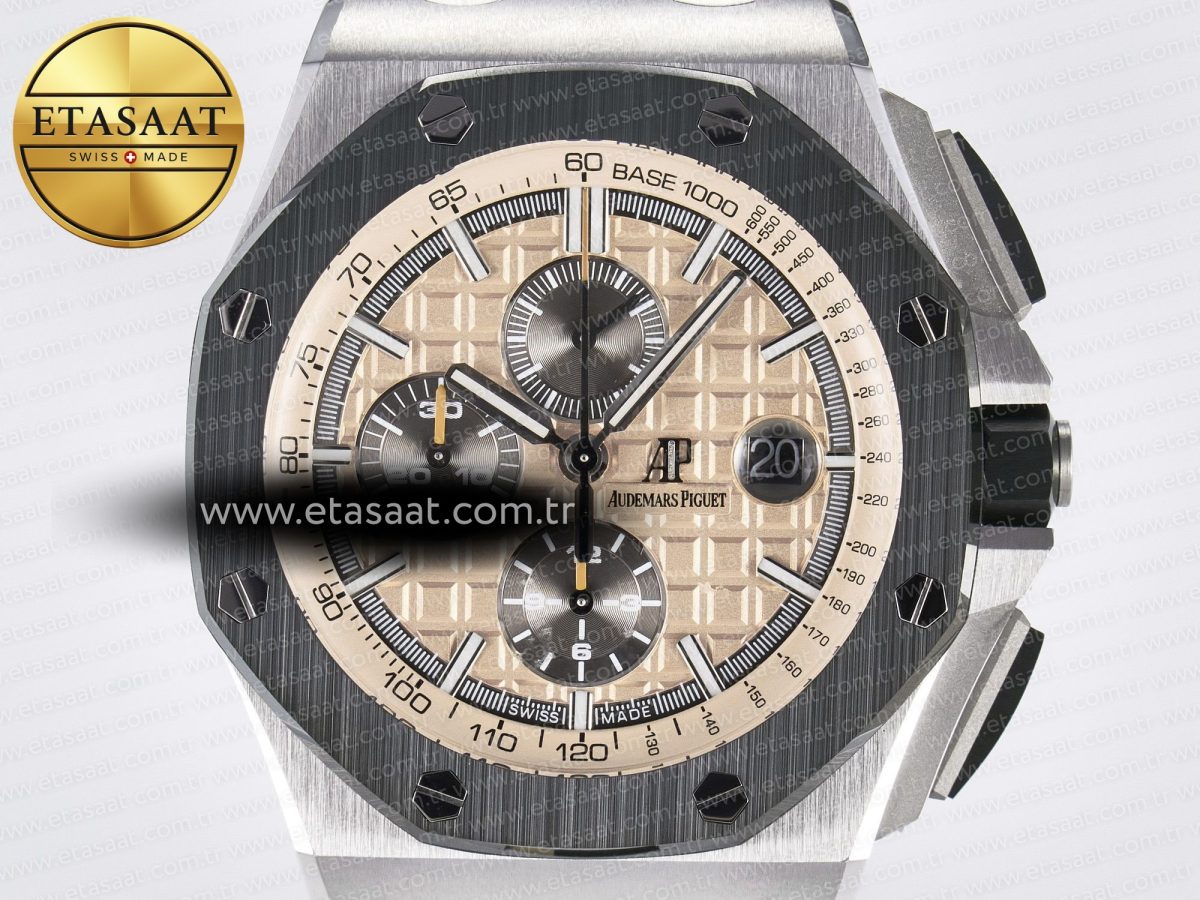 Audemars Piguet Royal Oak Offshore 44mm Best Edition Cream Dial on Green Camou Rubber Strap A3126 - Görsel 4