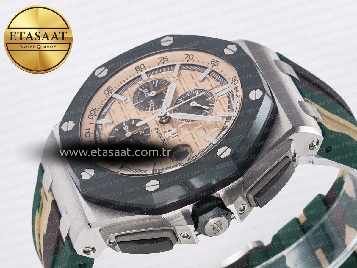 Audemars Piguet Royal Oak Offshore 44mm Best Edition Cream Dial on Green Camou Rubber Strap A3126 - Görsel 6