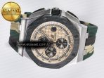 Audemars Piguet Royal Oak Offshore 44mm Best Edition Cream Dial on Green Camou Rubber Strap A3126 - Görsel 9