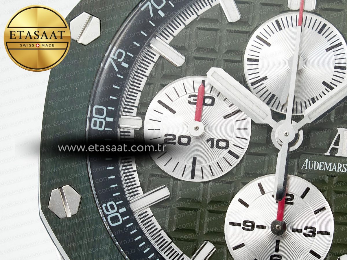 Audemars Piguet Royal Oak Offshore 44mm SS TKF 1:1 Best Edition Green Dial on Green Camou Rubber Strap A3126 - Görsel 10