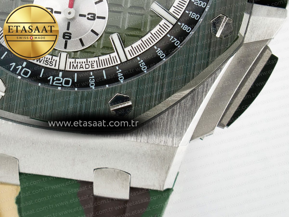 Audemars Piguet Royal Oak Offshore 44mm SS TKF 1:1 Best Edition Green Dial on Green Camou Rubber Strap A3126 - Görsel 14