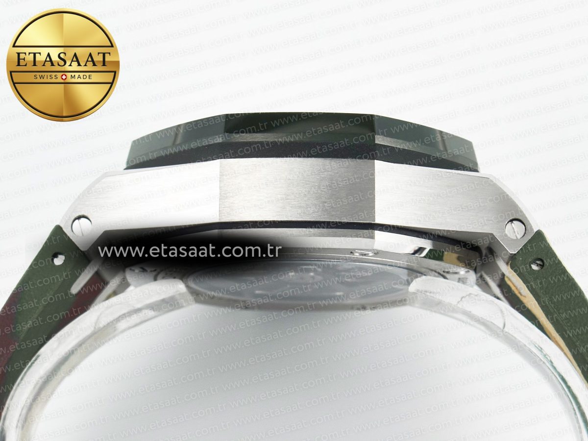 Audemars Piguet Royal Oak Offshore 44mm SS TKF 1:1 Best Edition Green Dial on Green Camou Rubber Strap A3126 - Görsel 15