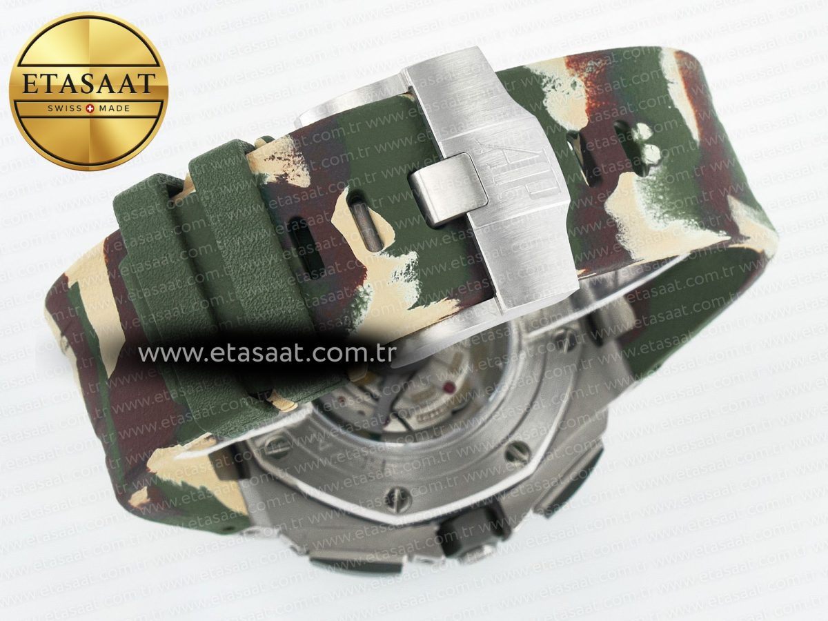 Audemars Piguet Royal Oak Offshore 44mm SS TKF 1:1 Best Edition Green Dial on Green Camou Rubber Strap A3126 - Görsel 17