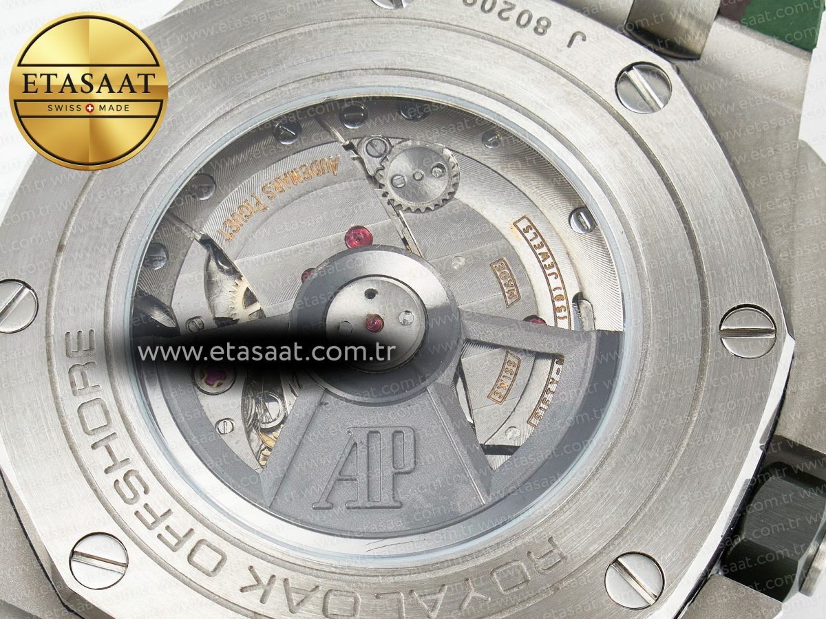 Audemars Piguet Royal Oak Offshore 44mm SS TKF 1:1 Best Edition Green Dial on Green Camou Rubber Strap A3126 - Görsel 20