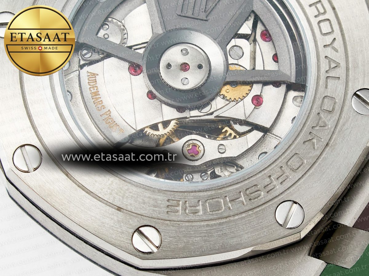 Audemars Piguet Royal Oak Offshore 44mm SS TKF 1:1 Best Edition Green Dial on Green Camou Rubber Strap A3126 - Görsel 21