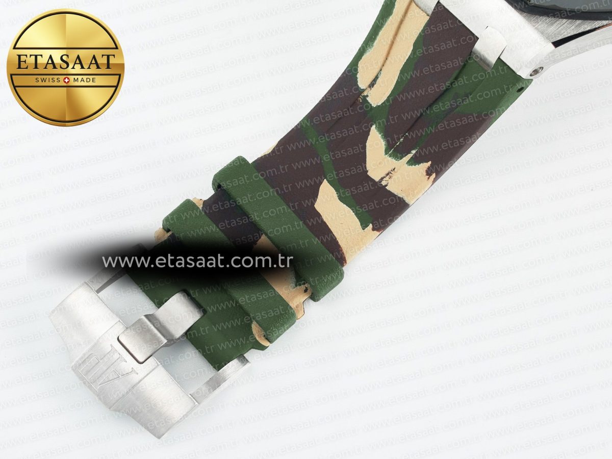 Audemars Piguet Royal Oak Offshore 44mm SS TKF 1:1 Best Edition Green Dial on Green Camou Rubber Strap A3126 - Görsel 25
