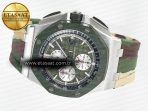 Audemars Piguet Royal Oak Offshore 44mm SS TKF 1:1 Best Edition Green Dial on Green Camou Rubber Strap A3126 - Görsel 8