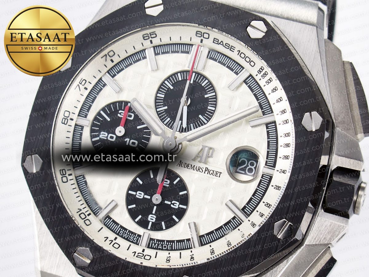 Audemars Piguet Royal Oak Offshore 44mm Best Edition White Dial on Black Rubber Strap A3126 - Görsel 10