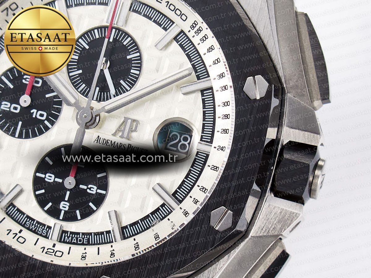 Audemars Piguet Royal Oak Offshore 44mm Best Edition White Dial on Black Rubber Strap A3126 - Görsel 13