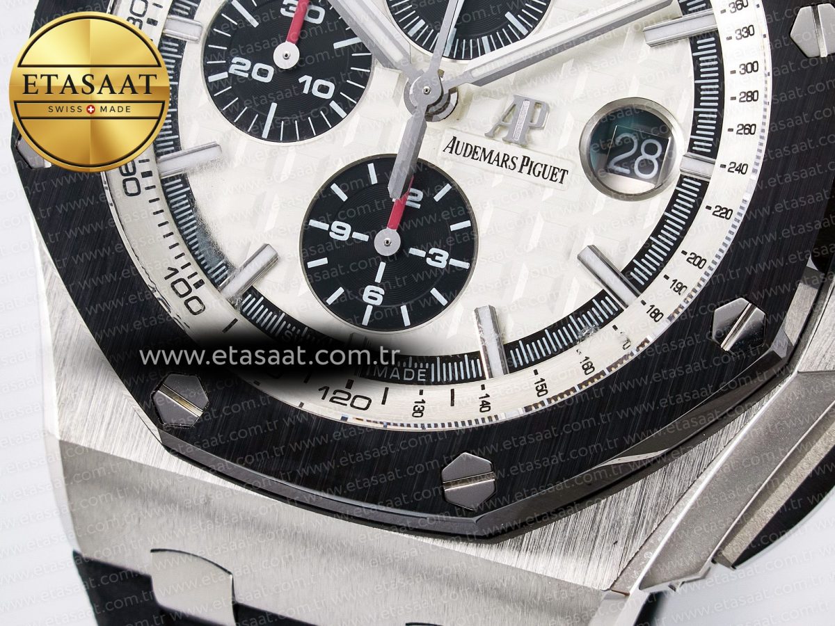 Audemars Piguet Royal Oak Offshore 44mm Best Edition White Dial on Black Rubber Strap A3126 - Görsel 14