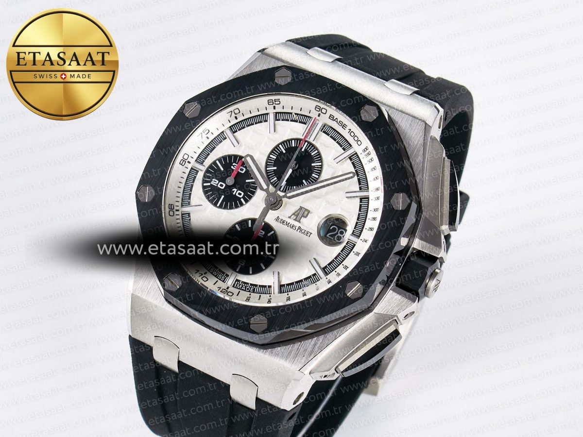 Audemars Piguet Royal Oak Offshore 44mm Best Edition White Dial on Black Rubber Strap A3126 - Görsel 2