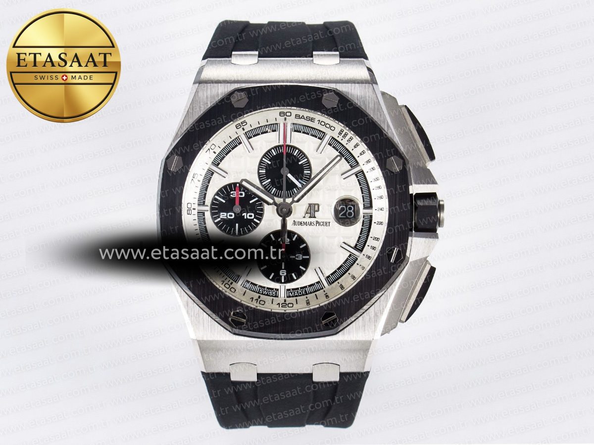 Audemars Piguet Royal Oak Offshore 44mm Best Edition White Dial on Black Rubber Strap A3126 - Görsel 3