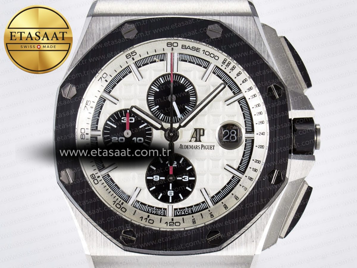 Audemars Piguet Royal Oak Offshore 44mm Best Edition White Dial on Black Rubber Strap A3126 - Görsel 4