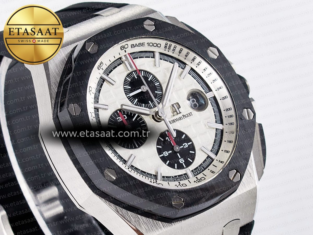 Audemars Piguet Royal Oak Offshore 44mm Best Edition White Dial on Black Rubber Strap A3126 - Görsel 5