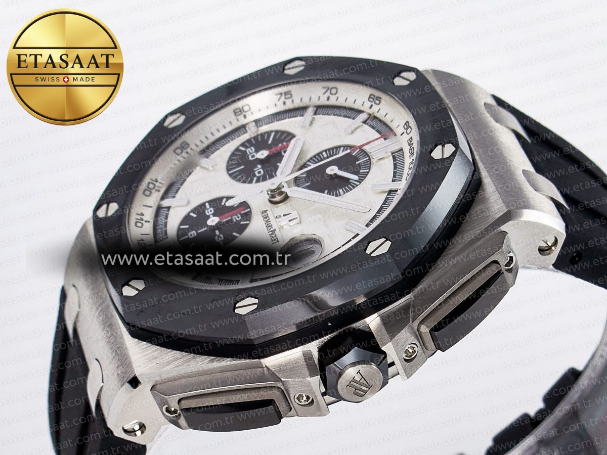 Audemars Piguet Royal Oak Offshore 44mm Best Edition White Dial on Black Rubber Strap A3126 - Görsel 6