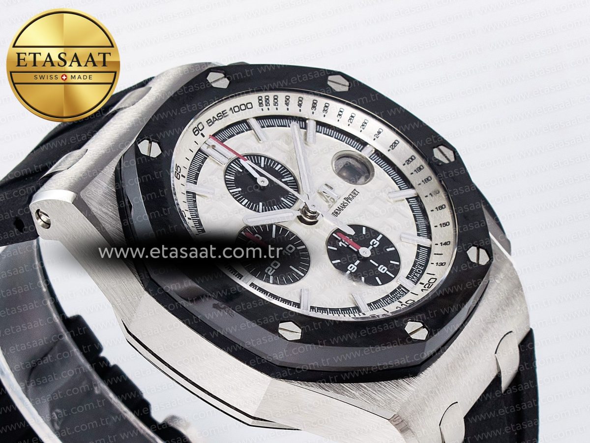 Audemars Piguet Royal Oak Offshore 44mm Best Edition White Dial on Black Rubber Strap A3126 - Görsel 7