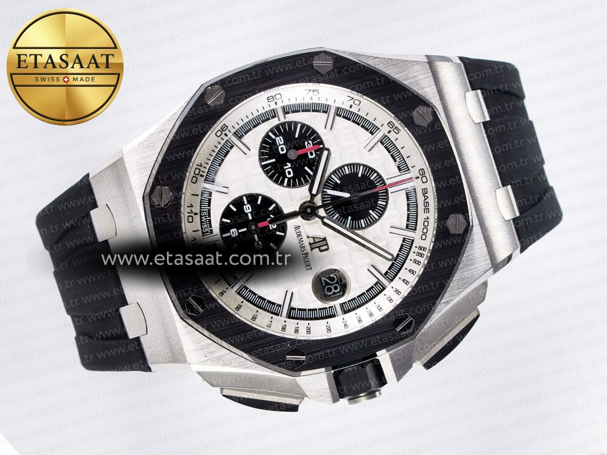Audemars Piguet Royal Oak Offshore 44mm Best Edition White Dial on Black Rubber Strap A3126 - Görsel 8