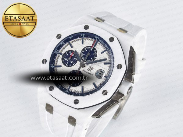 royal oak offshore 44mm white ceramic tkf 11 best edition white dial on white rubber strap a31261 Audemars Piguet Royal Oak Offshore 44mm White Ceramic TKF