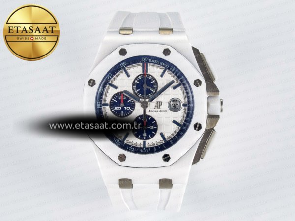 Audemars Piguet Royal Oak Offshore 44mm Beyaz Seramik Tkf Eta Saat - 1:1 Süper Klon Replika Saat