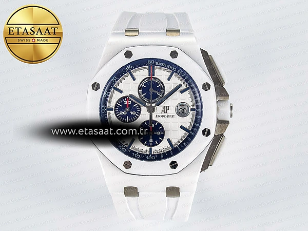 Audemars Piguet Royal Oak Offshore 44mm Beyaz Seramik Tkf Eta Saat - 1:1 Süper Klon Replika Saat