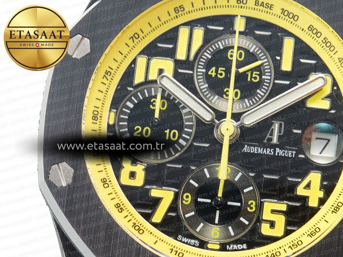 Audemars Piguet Royal Oak Offshore Bumble Bee Forged Carbon 1:1 JF Best Edition on Leather Strap A7750 w/ Cyclops & DW Mod - Görsel 10