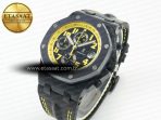 Audemars Piguet Royal Oak Offshore Bumble Bee Forged Carbon 1:1 JF Best Edition on Leather Strap A7750 w/ Cyclops & DW Mod - Görsel 2
