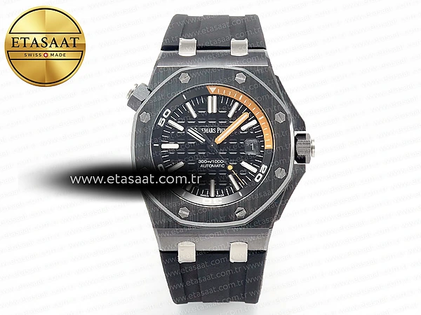 Audemars Piguet Royal Oak Offshore Diver 15707 Siyah SA3120 Eta Saat - 1:1 Süper Klon Replika Saat