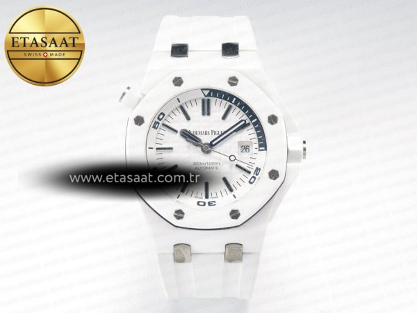 Audemars Piguet Royal Oak Offshore Diver 15707 Beyaz SA3120 Eta Saat - 1:1 Süper Klon Replika Saat