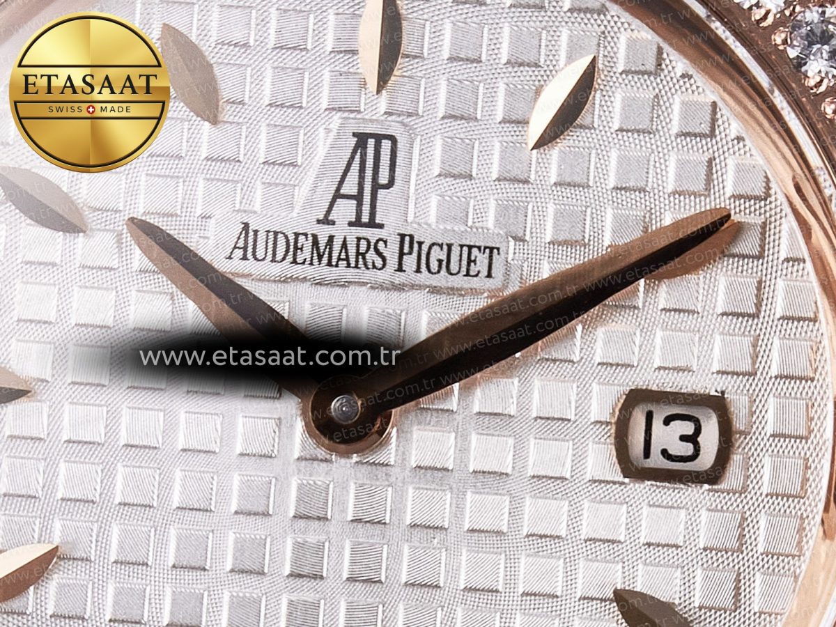 Audemars Piguet Royal Oak Offshore Ladies 33mm RG DRF Best Edition White Dial Diamonds Bezel on White Rubber Strap ETA Quartz - Görsel 10