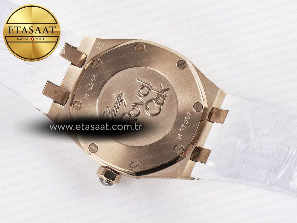 Audemars Piguet Royal Oak Offshore Ladies 33mm RG DRF Best Edition White Dial Diamonds Bezel on White Rubber Strap ETA Quartz - Görsel 16