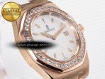 Audemars Piguet Royal Oak Offshore Ladies 33mm RG DRF Best Edition White Dial Diamonds Bezel on White Rubber Strap ETA Quartz - Görsel 5