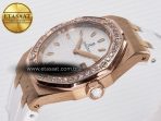 Audemars Piguet Royal Oak Offshore Ladies 33mm RG DRF Best Edition White Dial Diamonds Bezel on White Rubber Strap ETA Quartz - Görsel 6