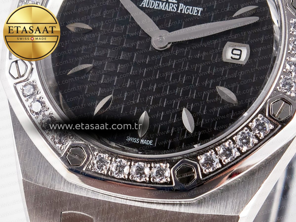 Audemars Piguet Royal Oak Offshore Ladies 33mm SS DRF Best Edition Black Dial Diamonds Bezel on Black Rubber Strap ETA Quartz - Görsel 12