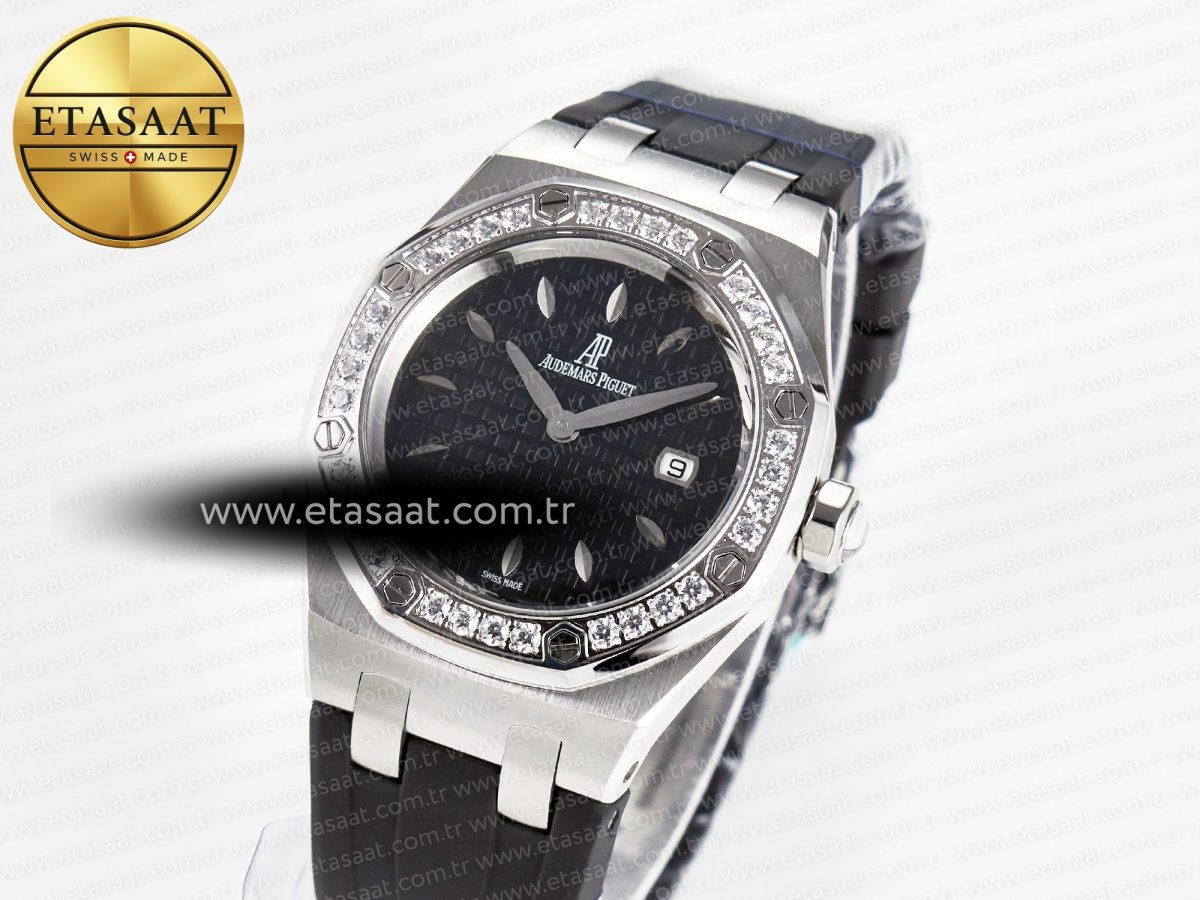 Audemars Piguet Royal Oak Offshore Ladies 33mm SS DRF Best Edition Black Dial Diamonds Bezel on Black Rubber Strap ETA Quartz - Görsel 2