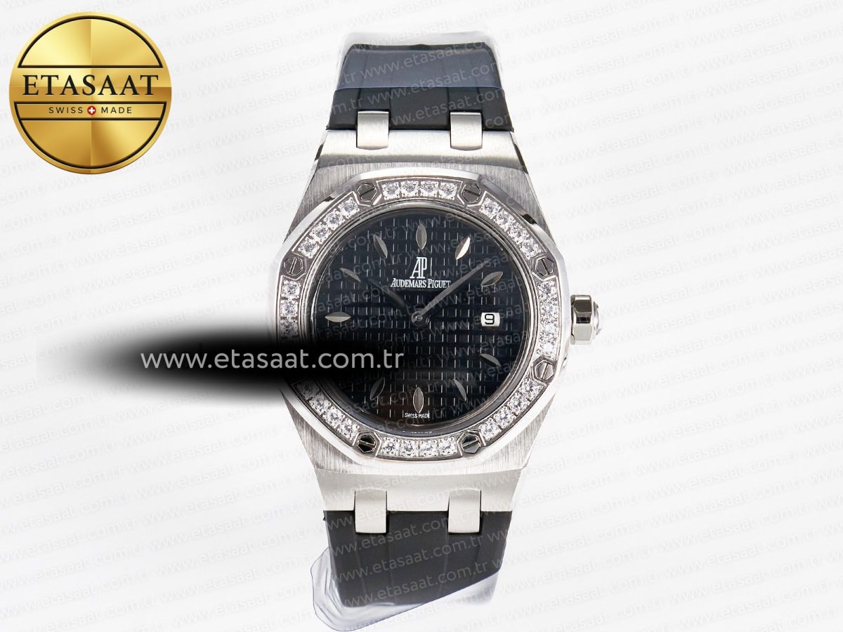 Audemars Piguet Royal Oak Offshore Ladies 33mm SS DRF Best Edition Black Dial Diamonds Bezel on Black Rubber Strap ETA Quartz - Görsel 3
