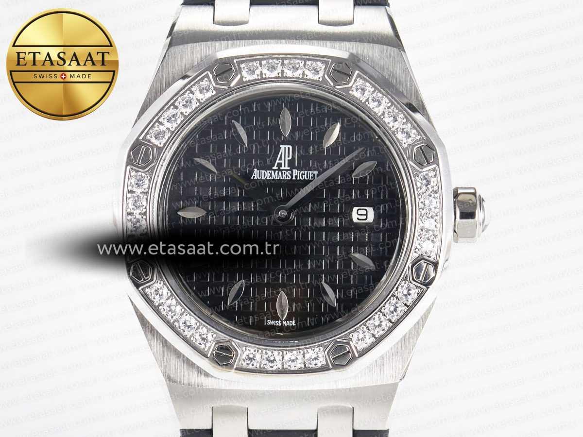 Audemars Piguet Royal Oak Offshore Ladies 33mm SS DRF Best Edition Black Dial Diamonds Bezel on Black Rubber Strap ETA Quartz - Görsel 4