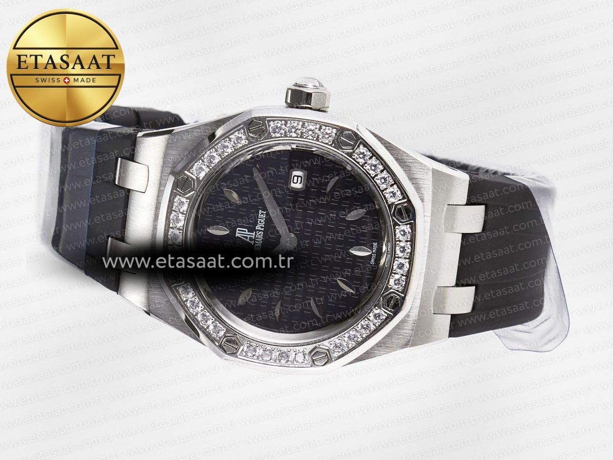 Audemars Piguet Royal Oak Offshore Ladies 33mm SS DRF Best Edition Black Dial Diamonds Bezel on Black Rubber Strap ETA Quartz - Görsel 9