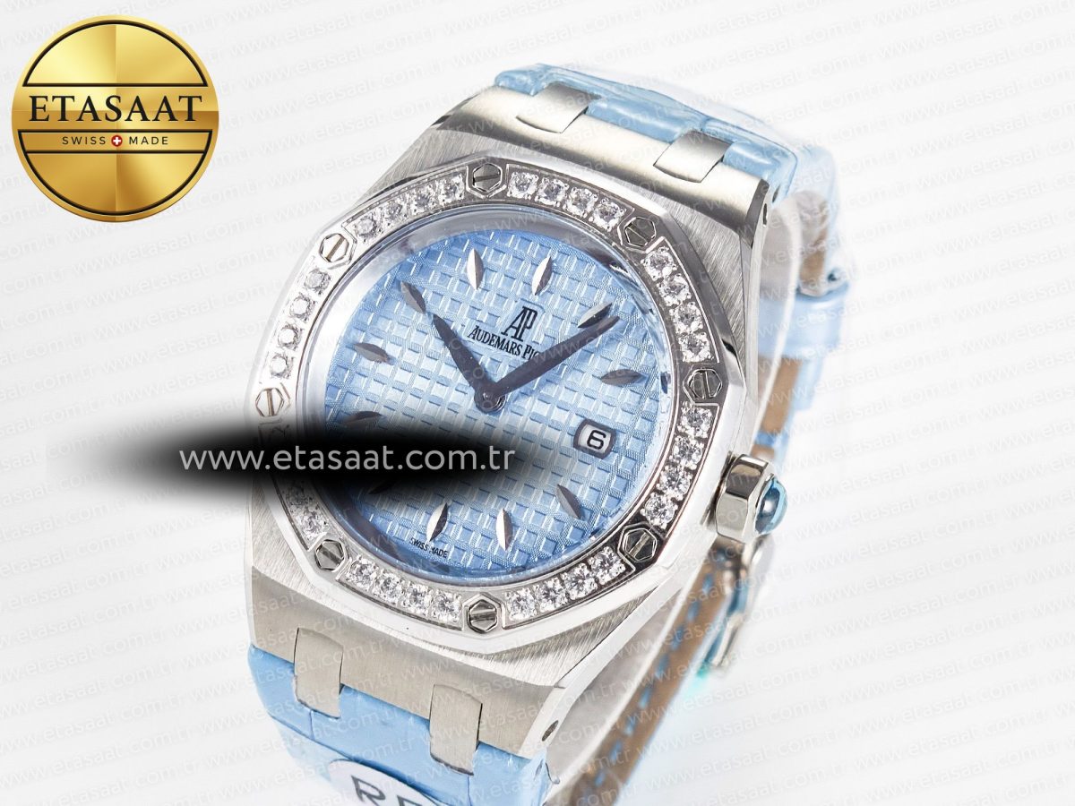 Audemars Piguet Royal Oak Offshore Ladies 33mm SS DRF Best Edition Blue Dial Diamonds Bezel on Blue Leather Strap ETA Quartz - Görsel 1