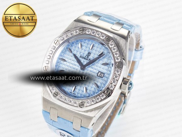 Audemars Piguet Royal Oak Offshore Ladies 33mm SS DRF Best Edition Blue Dial Diamonds Bezel on Blue Leather Strap ETA Quartz