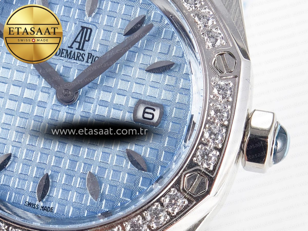 Audemars Piguet Royal Oak Offshore Ladies 33mm SS DRF Best Edition Blue Dial Diamonds Bezel on Blue Leather Strap ETA Quartz - Görsel 11